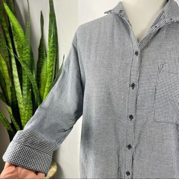 JOIE women’s x-Small XS Houndstooth Button down cotton shirt - Picture 5 of 12